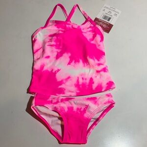 Kanu Surf Girls Melanie Beach Sport 2-pc UPF 50+ Tankini 2T Beach Girl Pink NWT